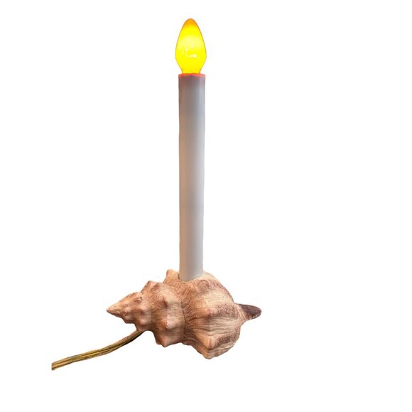 Vintage Resin Sea Shell Table Candle Lamp Beach Theme 9" - Picture 1 of 15